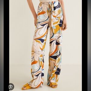 Mango Floral Wide Leg Multicolored Pants